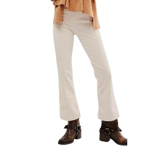 Free People Soft Side Zipper Pants In My Feelings Velvet Crop Slim Flare Vintage - Picture 5 of 11